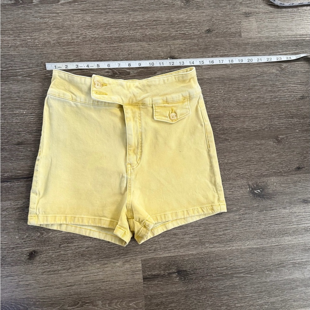 Free People High Waist Yellow Women's Shorts